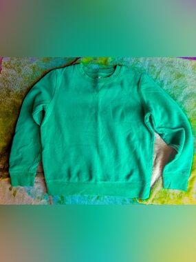 Primary Green Grass Crewneck Kids Sweatshirt Boy Girl sz 12 Terry Sensory Soft
